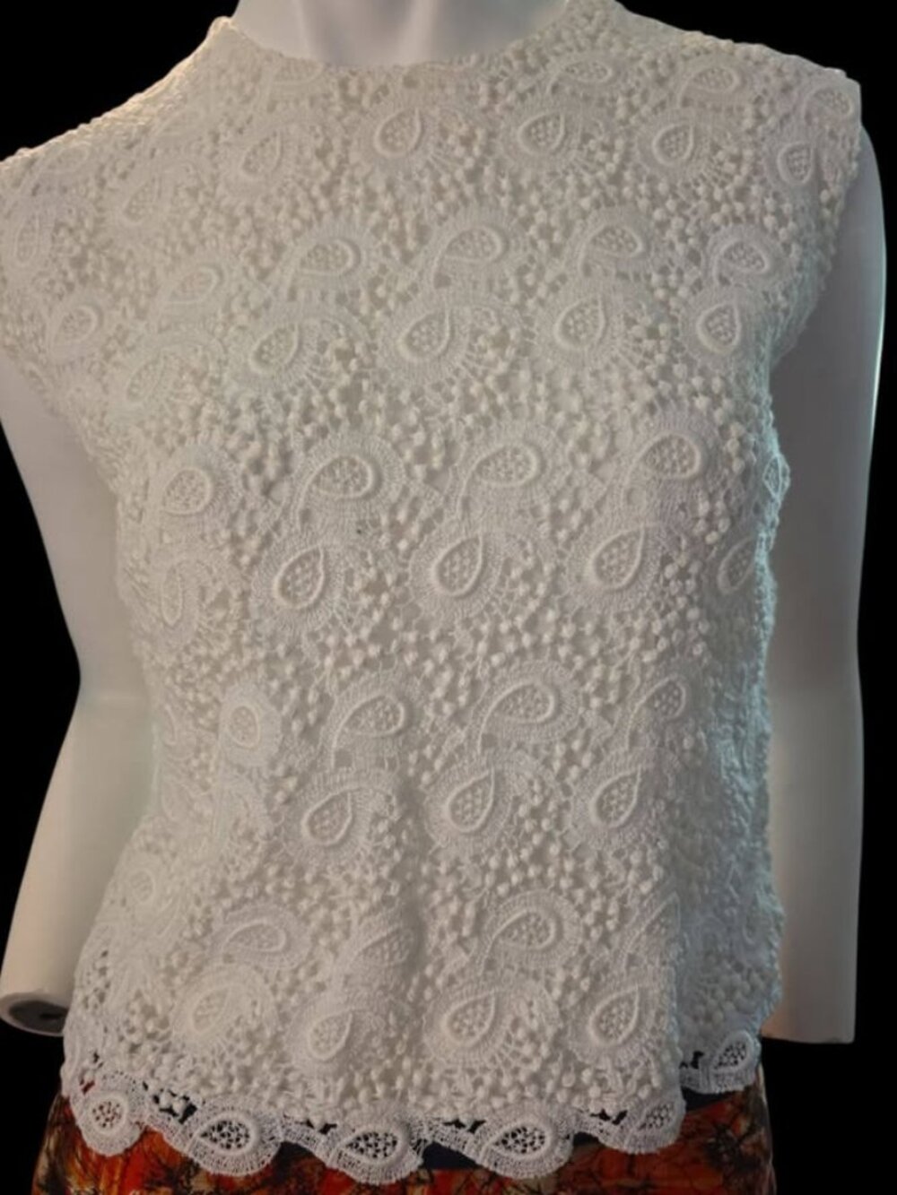 Vtg 50's-60's MCM Adelaar Cotton Lace Sleeveless Top Summer Classic Versatile
